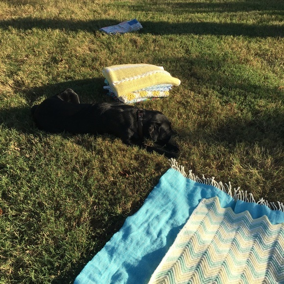 Handmade Knitted Chevron Pattern Baby Blanket - Picture 6 of 6